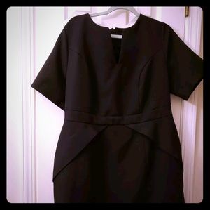 Eloquii Black V neck front draped dress sz14